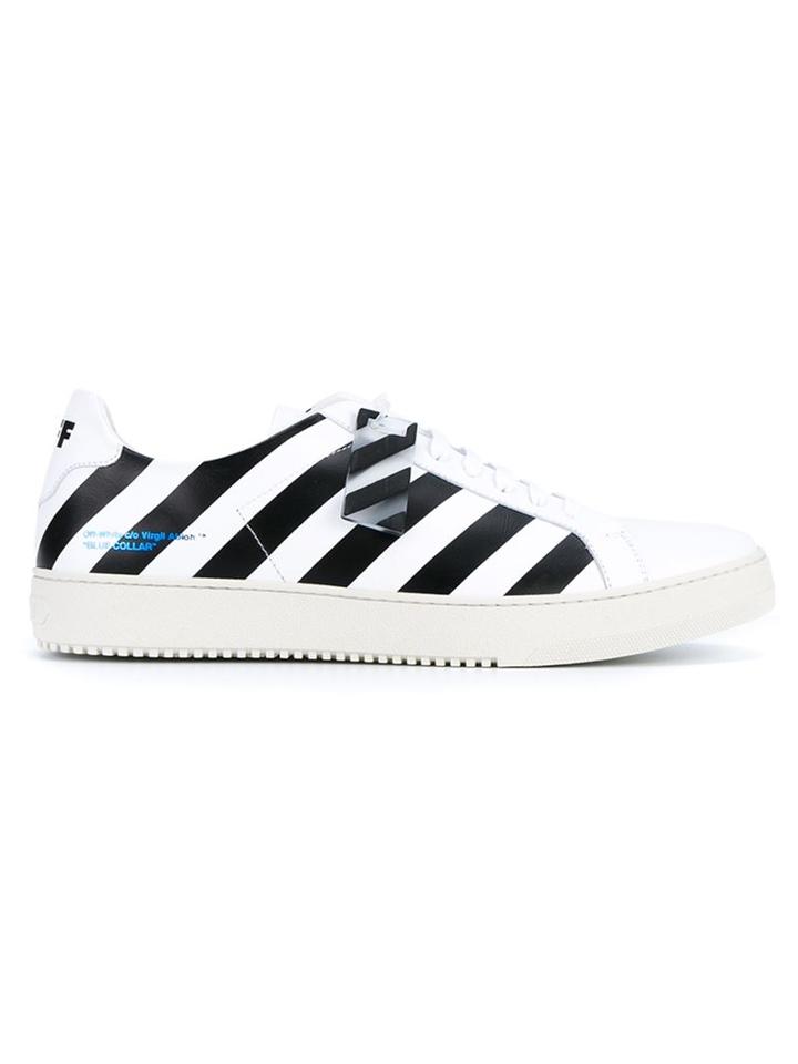 Off-white Striped Leather Sneakers