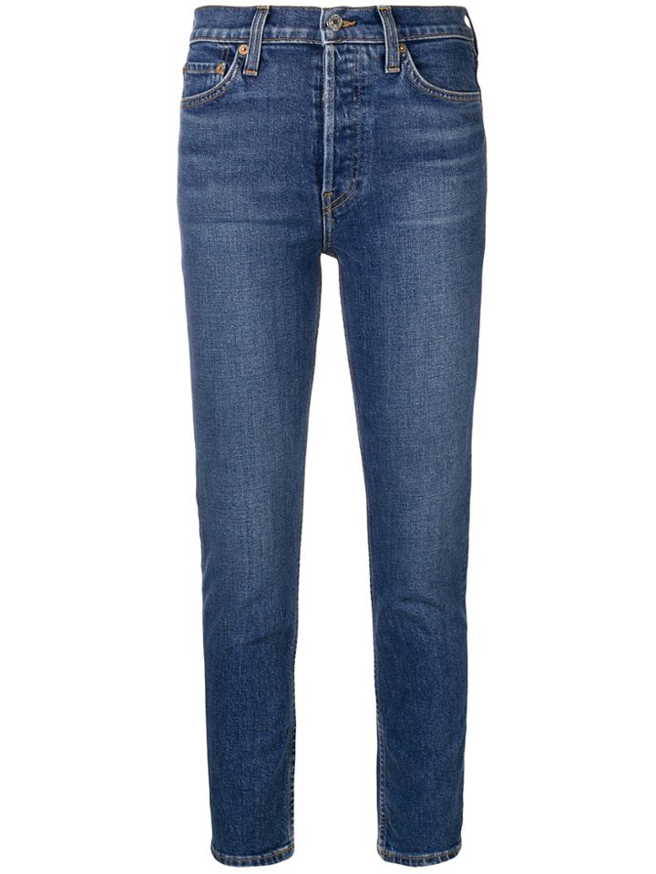 Re/done Skinny Cropped Jeans - Blue