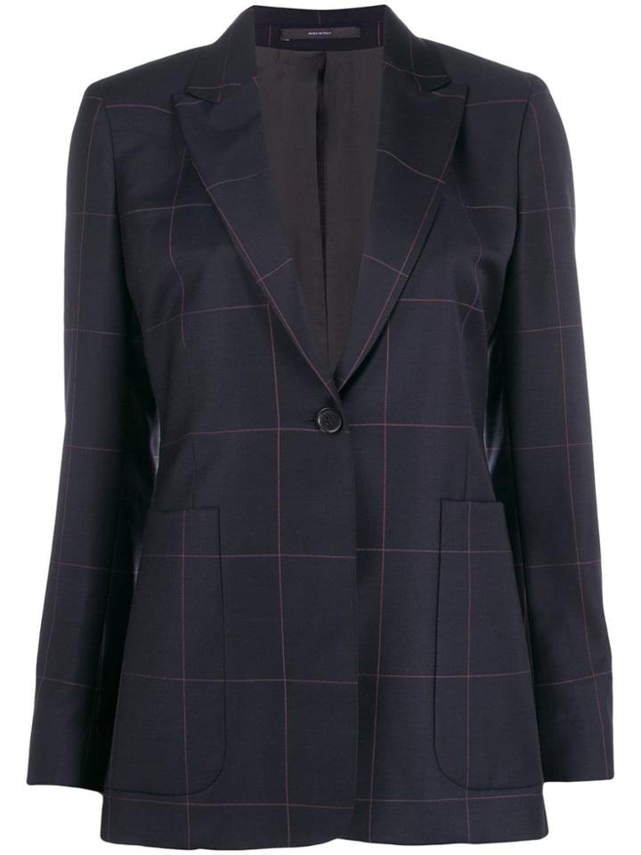 Paul Smith Checked Single-breasted Blazer - Blue