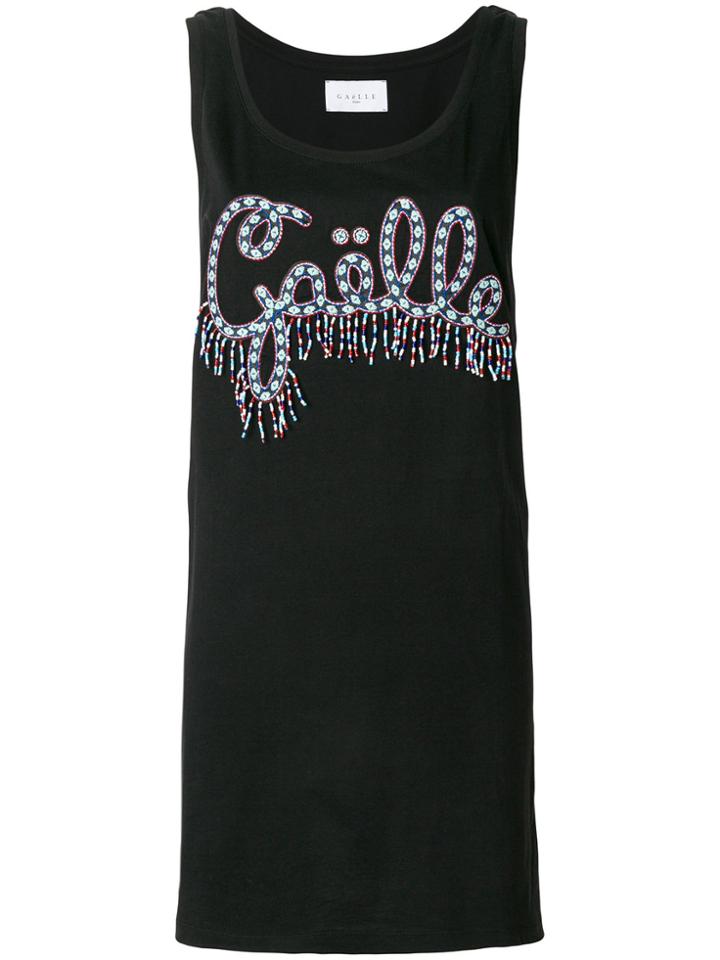 Gaelle Bonheur Logo Patch Vest Top - Black