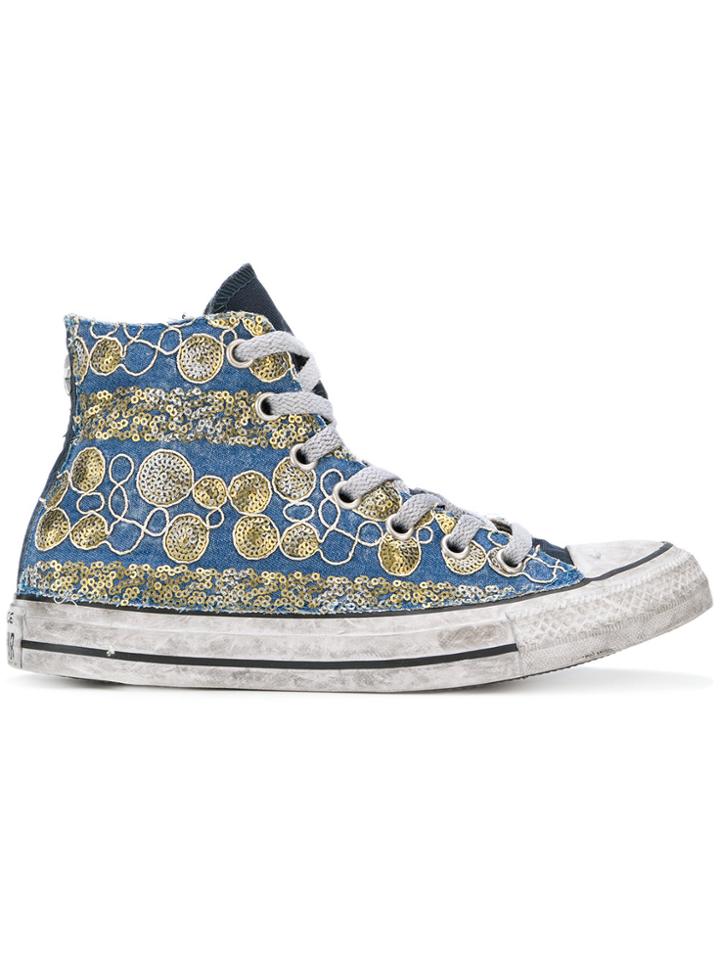 Converse Sequin Embroidered Hi-top Sneakers - Blue