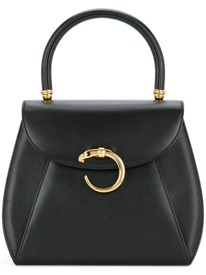 Cartier Vintage Panther Plaque Tote Bag - Black