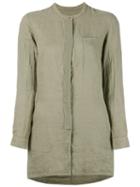 Transit Band Collar Shirt, Women's, Size: 36, Green, Linen/flax/viscose