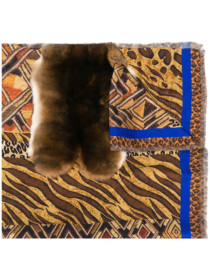 Pierre-louis Mascia Rabbit Fur Trim Scarf - Brown