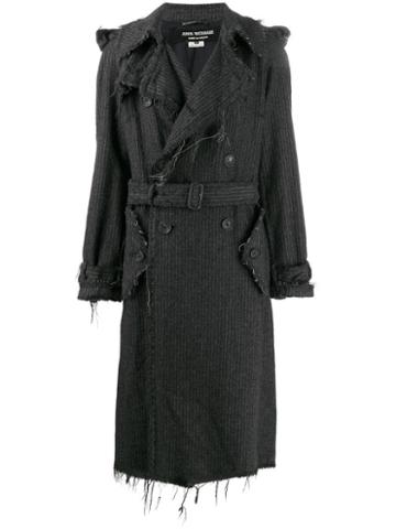 Junya Watanabe Comme Des Garçons Pre-owned Pinstripe Frayed Trench