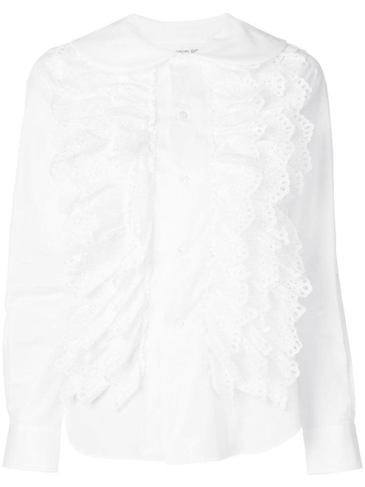 Comme Des Garçons Girl Ruffled Broderie Anglais Shirt - White