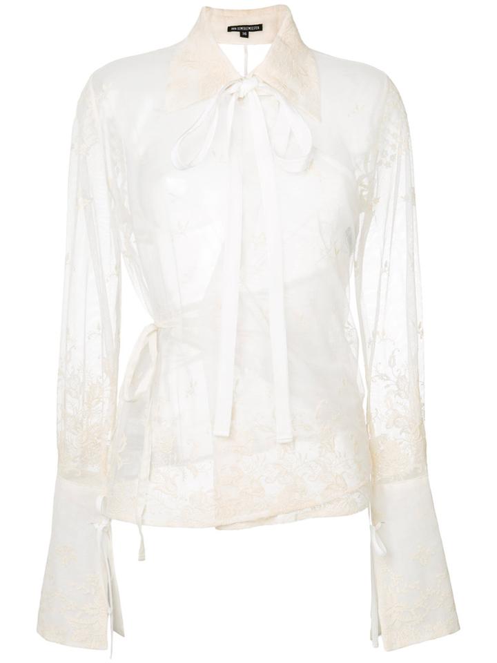 Ann Demeulemeester Lace Embroidered Blouse - White