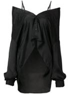 Andrea Ya'aqov Satin Off-the-shoulder Blouse - Black