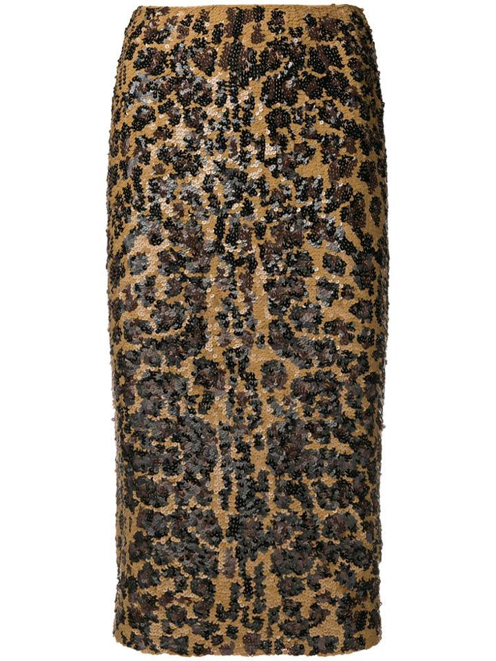 P.a.r.o.s.h. Tiger Printed Pencil Skirt - Brown