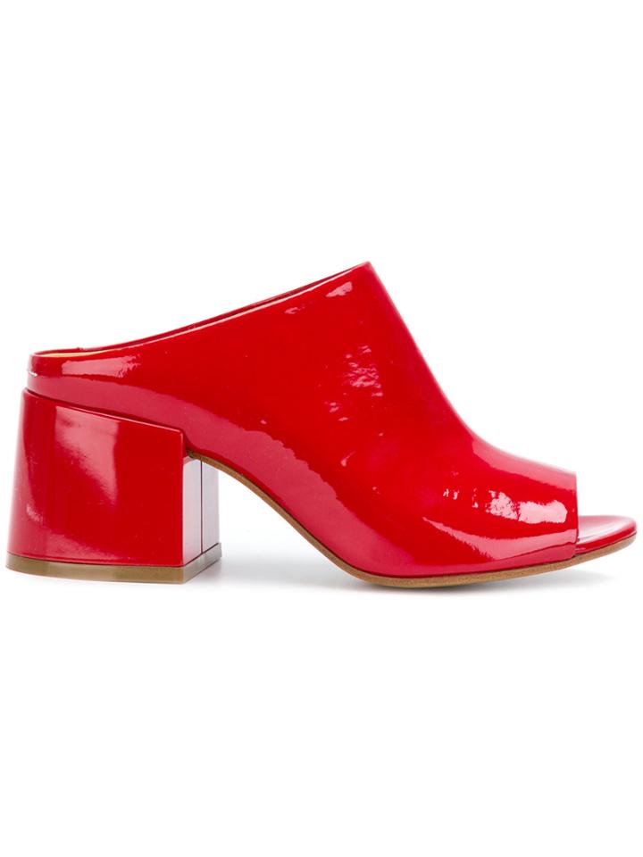 Mm6 Maison Margiela Peep Toe Mules - Red