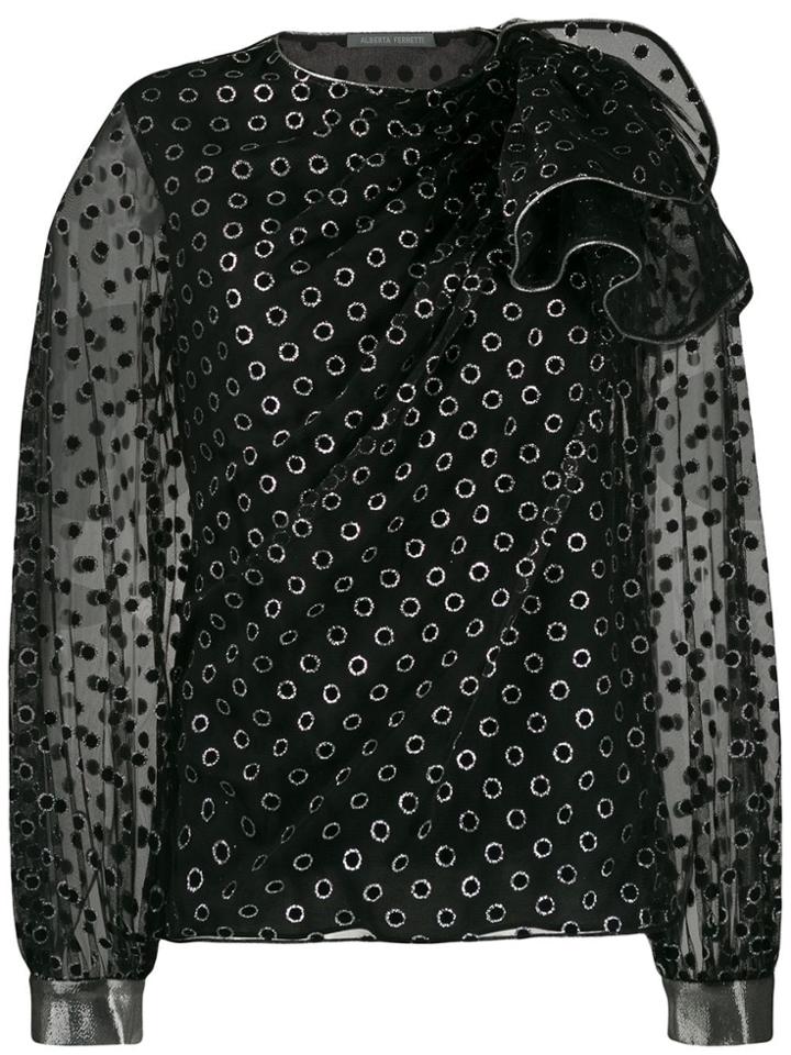 Alberta Ferretti Eyelet Detail Blouse - Black