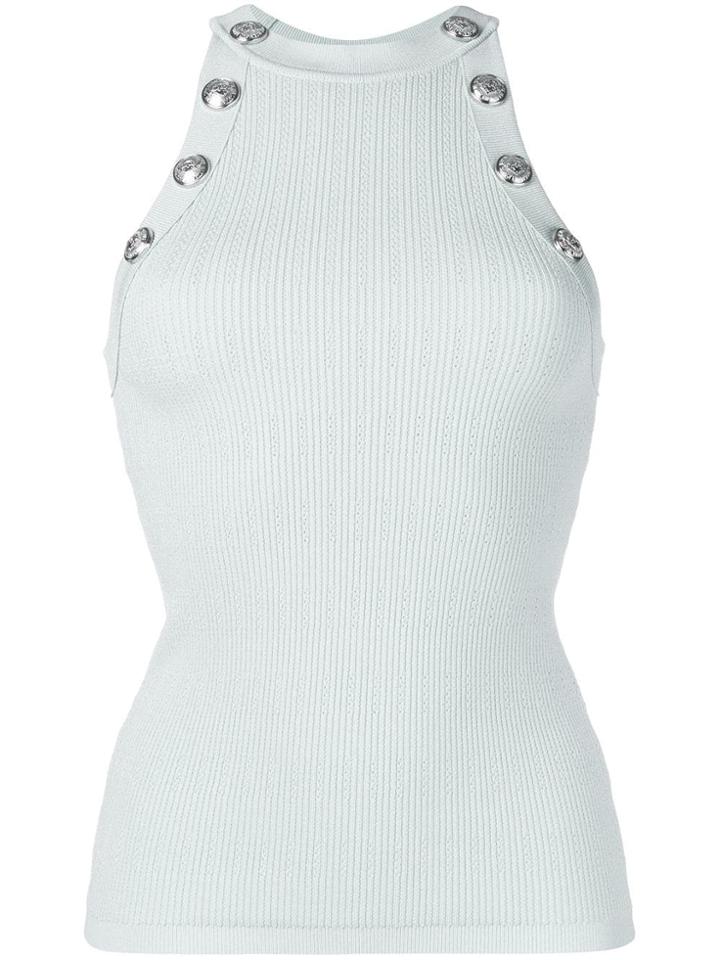 Balmain Buttoned Detailed Tank Top - Blue