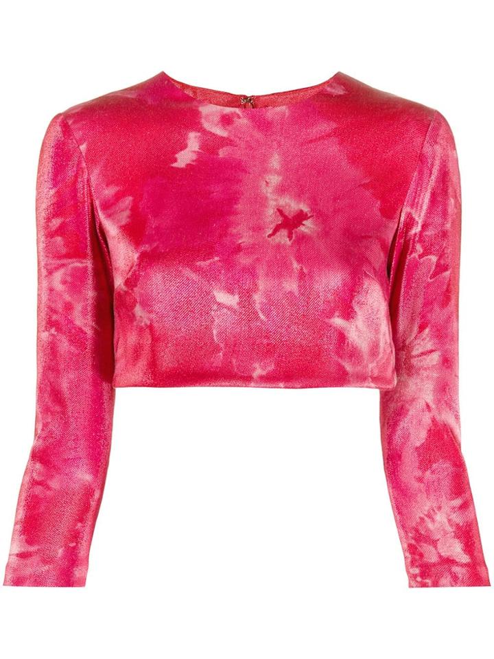 Area Tie-dye Print Crop Top - Red