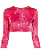 Area Tie-dye Print Crop Top - Red