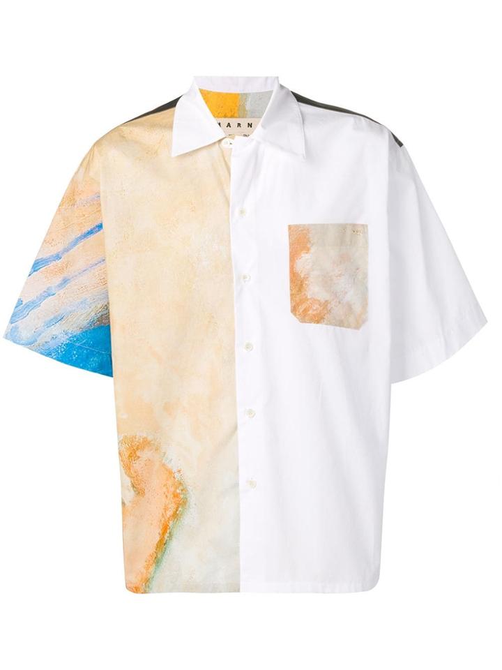 Marni Panelled Print Boxy Shirt - White