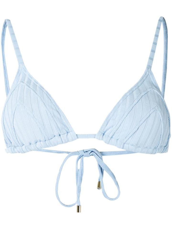 Peony Triangle Bikini Top - Blue