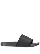 Paco Rabanne Textured Logo Slides - Black