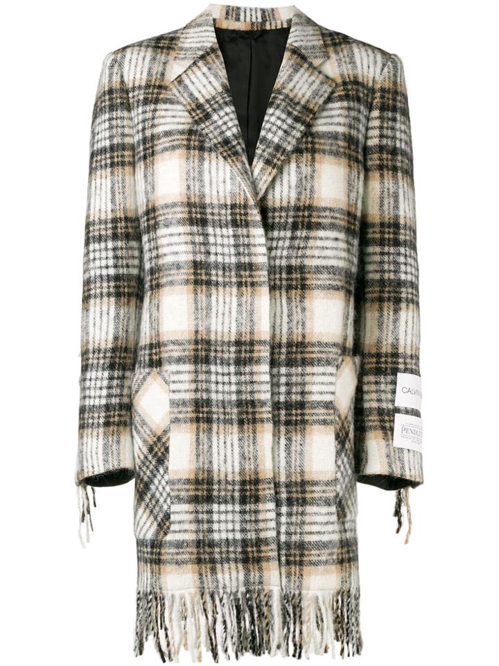 Calvin Klein 205w39nyc Checked Coat - Nude & Neutrals