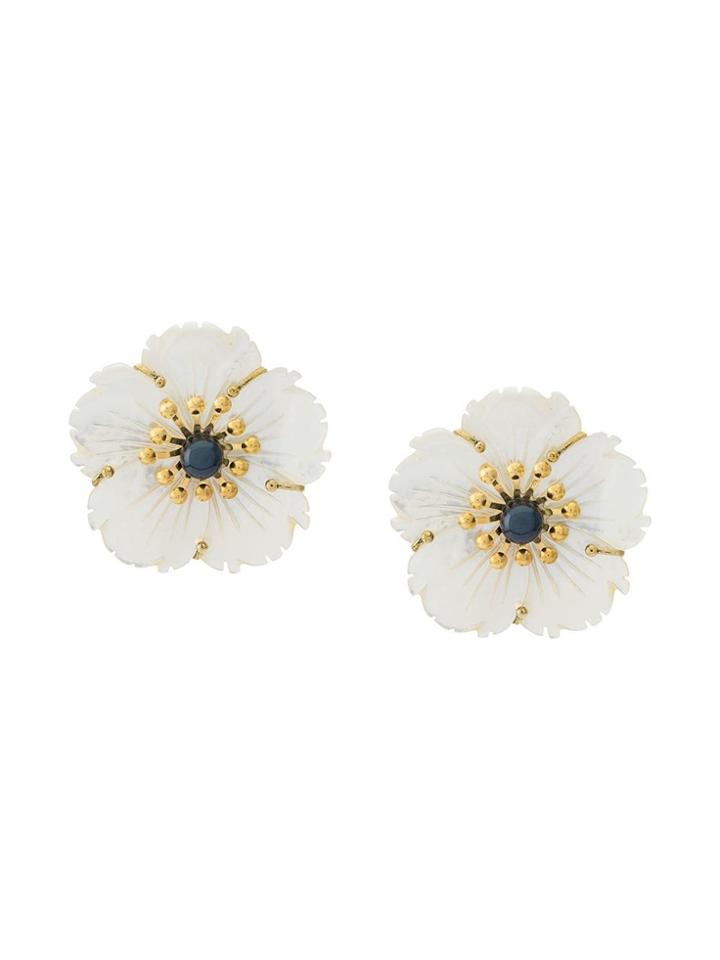 Ken Samudio Detailed Floral Earrings - White