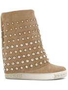 Casadei Disc Embellished Chaucer Boots - Nude & Neutrals
