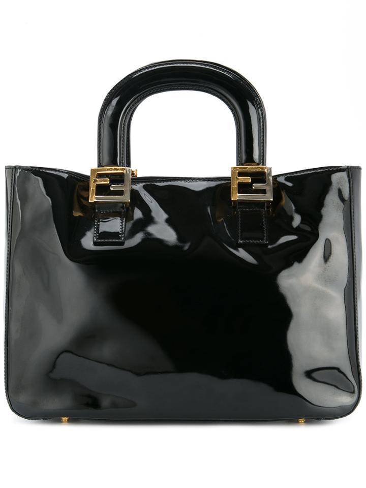 Fendi Vintage Ff Top Handle Tote - Black