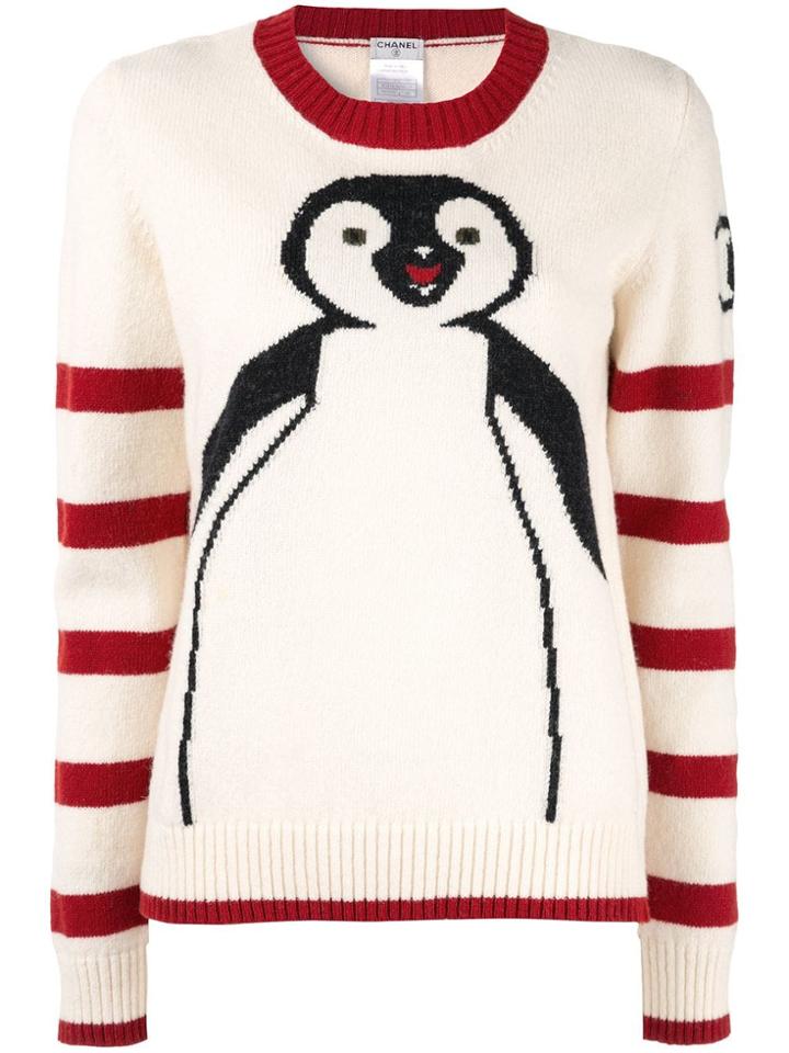 Chanel Pre-owned Long Sleeve Penguin Knit Sweater - Yellow