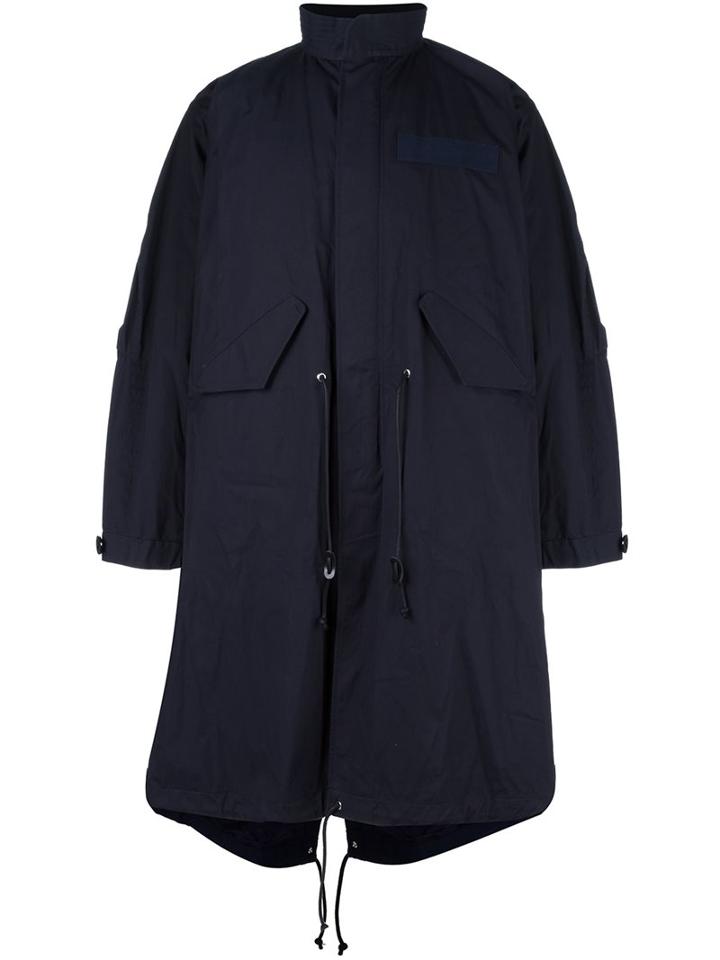 Sacai Layered Puffer Parka, Men's, Size: Iii, Blue, Cupro/cotton/nylon/polyester