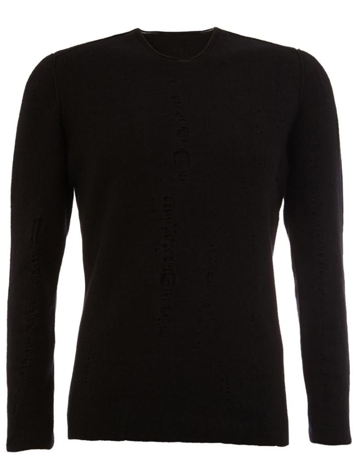 Label Under Construction Crew Neck Jumper, Men's, Size: Medium, Black, Silk/cashmere/virgin Wool