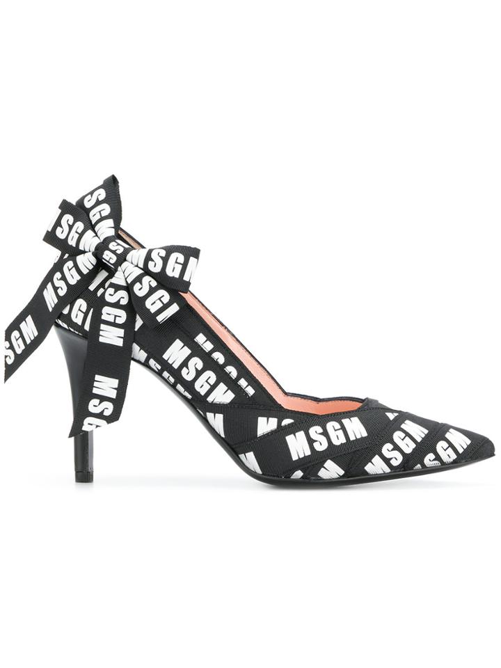 Msgm Bow Detail Printed Pumps - Black