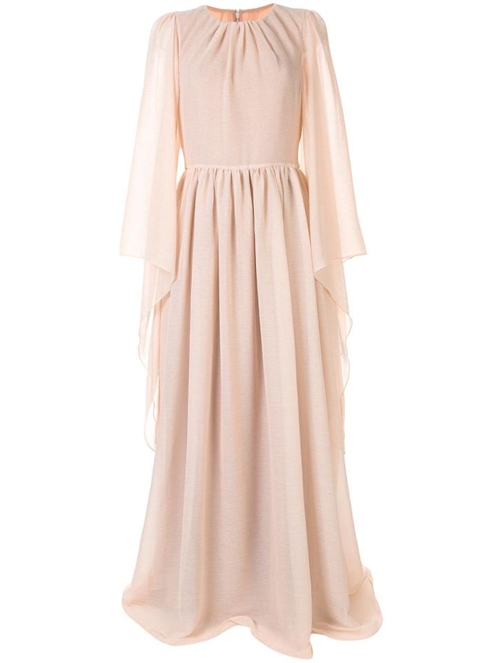 Ingie Paris Draped Long-sleeved Gown - Pink