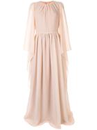 Ingie Paris Draped Long-sleeved Gown - Pink