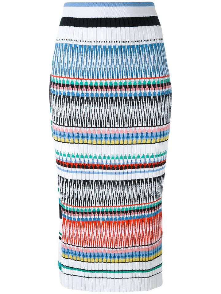 Ports 1961 - Striped Pencil Skirt - Women - Viscose/cotton/polyester - M, White, Viscose/cotton/polyester