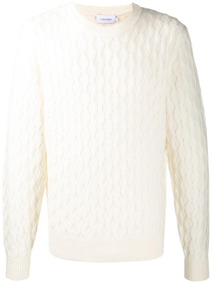 Calvin Klein Honeycomb Knit Jumper - White