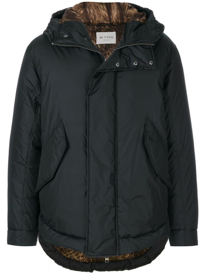 Etro Padded Coat With Back Design - Black