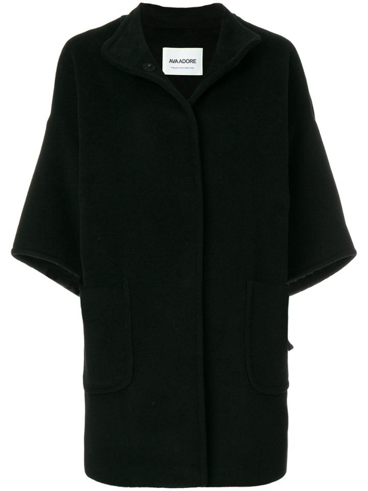 Ava Adore Star Panel Oversized Coat - Black