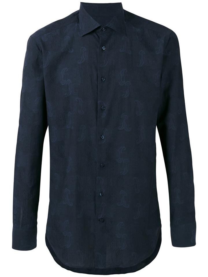 Etro - Paisley Print Long Sleeve Shirt - Men - Cotton - 43, Blue, Cotton