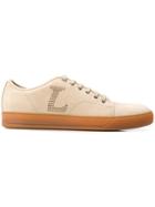 Lanvin Perforated Logo Sneakers - Neutrals