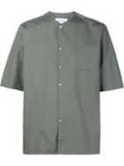 Lemaire Collarless Shirt, Men's, Size: 52, Green, Cotton