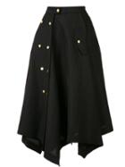 Loewe Buttoned Skirt, Women's, Size: 42, Black, Viscose/linen/flax