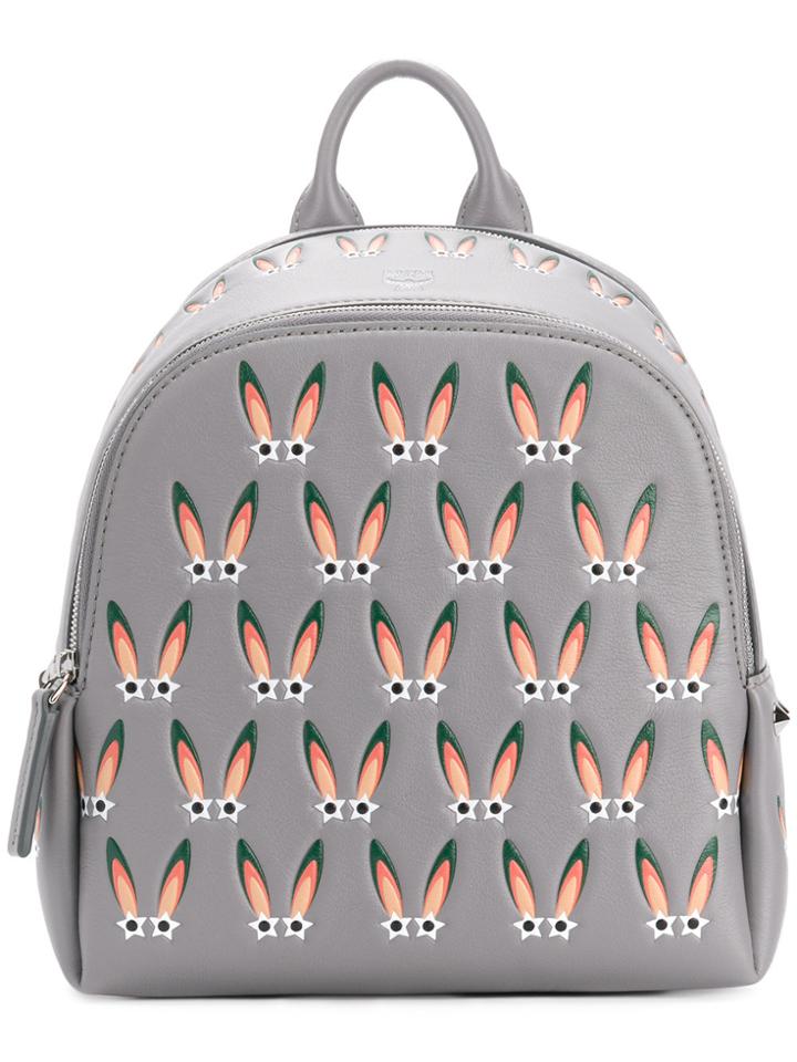 Mcm Bunny Ears Print Backpack - Grey