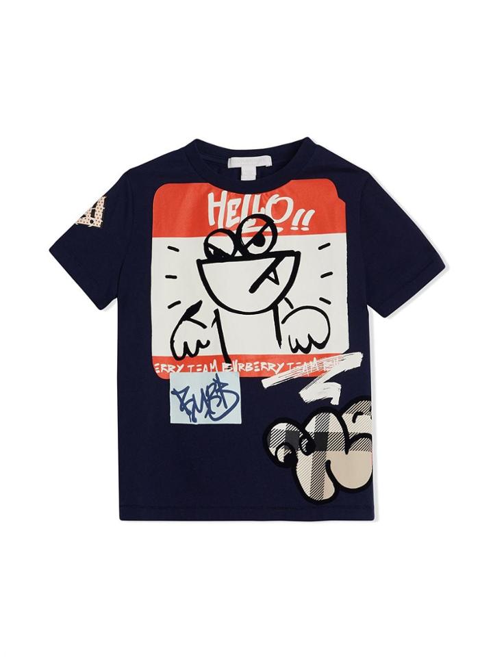 Burberry Kids Graphic Print T-shirt - Blue