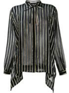 Etro Stripe Blouse, Women's, Size: 42, Black, Silk/metallic Fibre