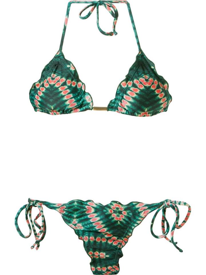 Brigitte Abstract Print Triangle Bikini Set, Women's, Size: Medium, Green, Polyamide/spandex/elastane