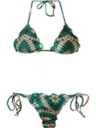 Brigitte Abstract Print Triangle Bikini Set, Women's, Size: Medium, Green, Polyamide/spandex/elastane