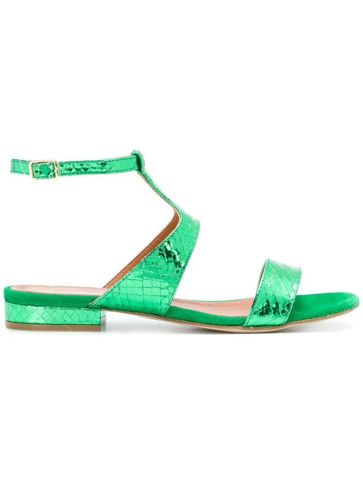 Via Roma 15 Snakeskin Effect Sandals - Green