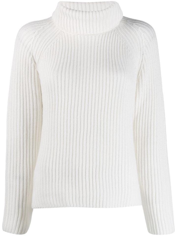 Sminfinity Ribbed Knit Roll Neck Jumper - White
