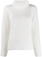 Sminfinity Ribbed Knit Roll Neck Jumper - White