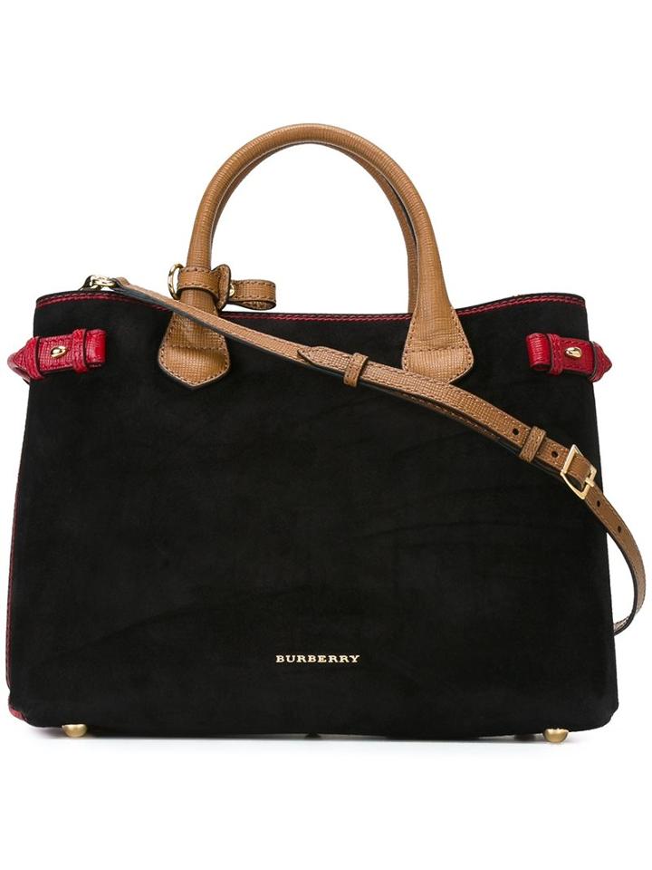 Burberry Runway Contrast Side Tote Bag, Women's, Black