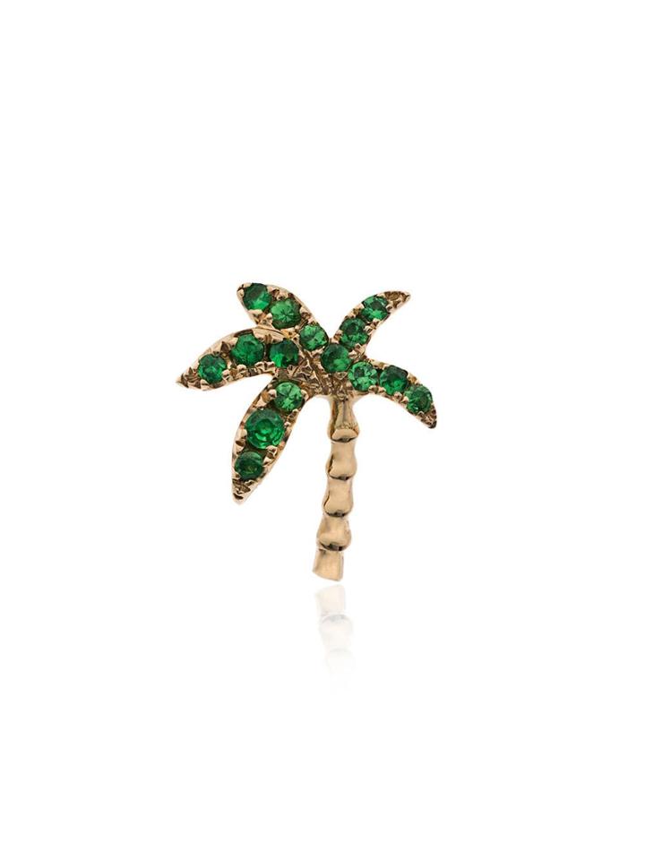 Yvonne Léon 18k Yellow Gold And Emerald Palm Tree Single Earring -