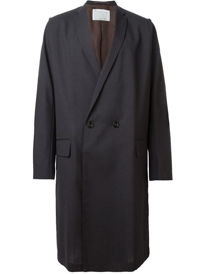 Kolor Double Breasted Coat, Men's, Size: 3, Grey, Cupro/wool
